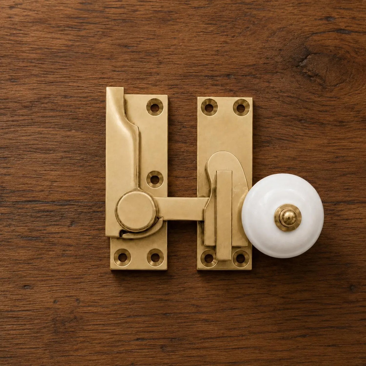 Solid Brass Sash Window Fastener with White Ceramic Knob
