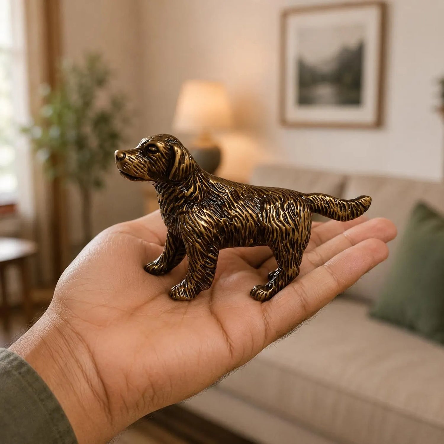 Solid Brass Dog Figurine Statue
