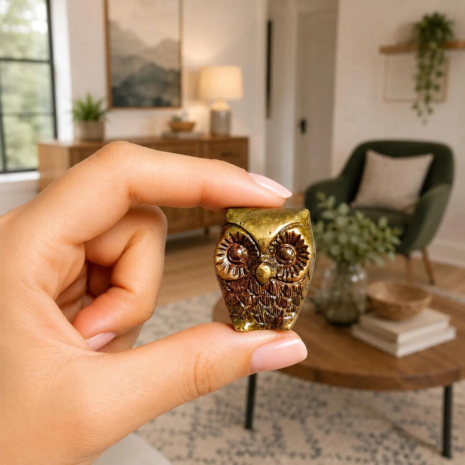 Handcrafted Solid Brass Owl Figurine Statue