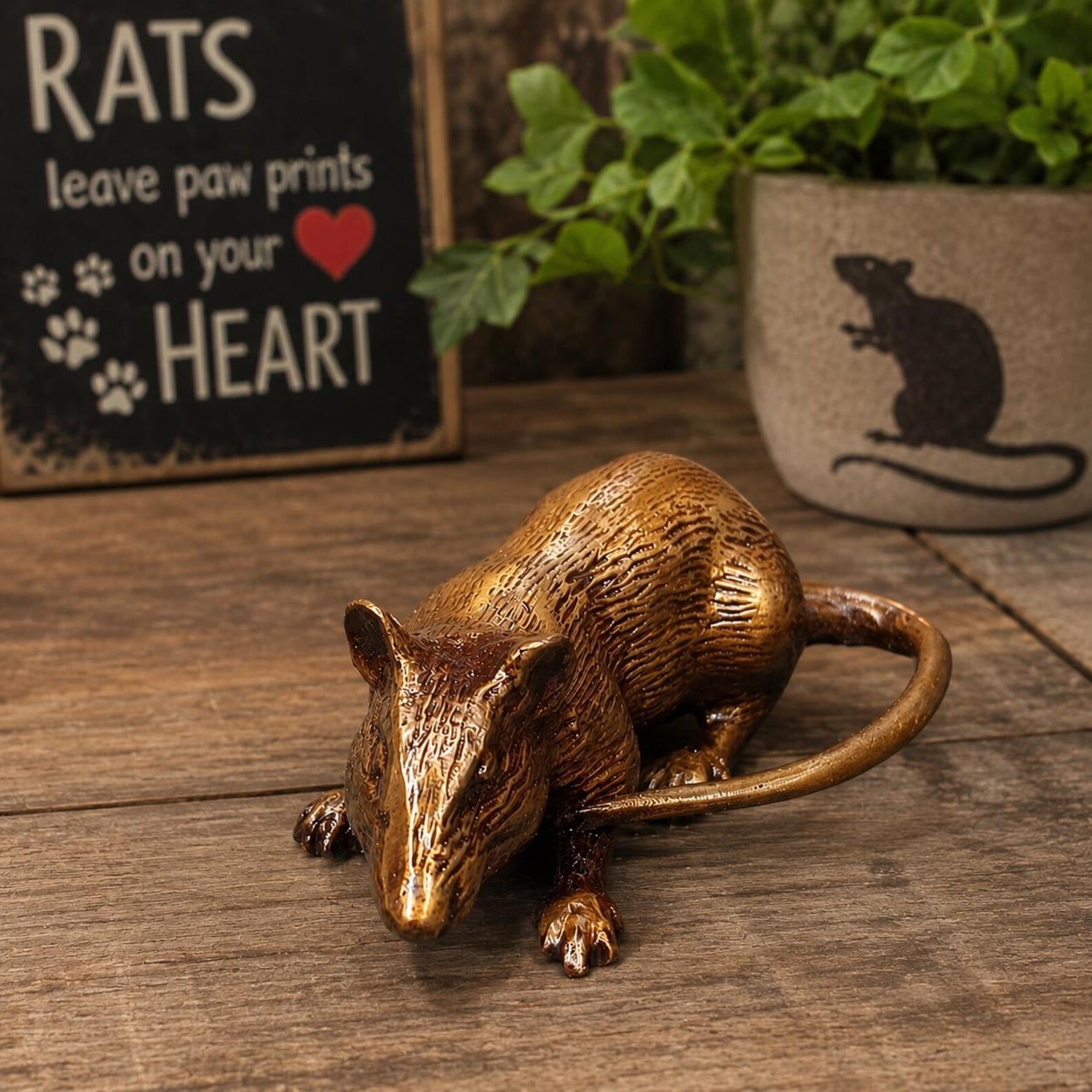 Solid Brass Rat Figurine Statue