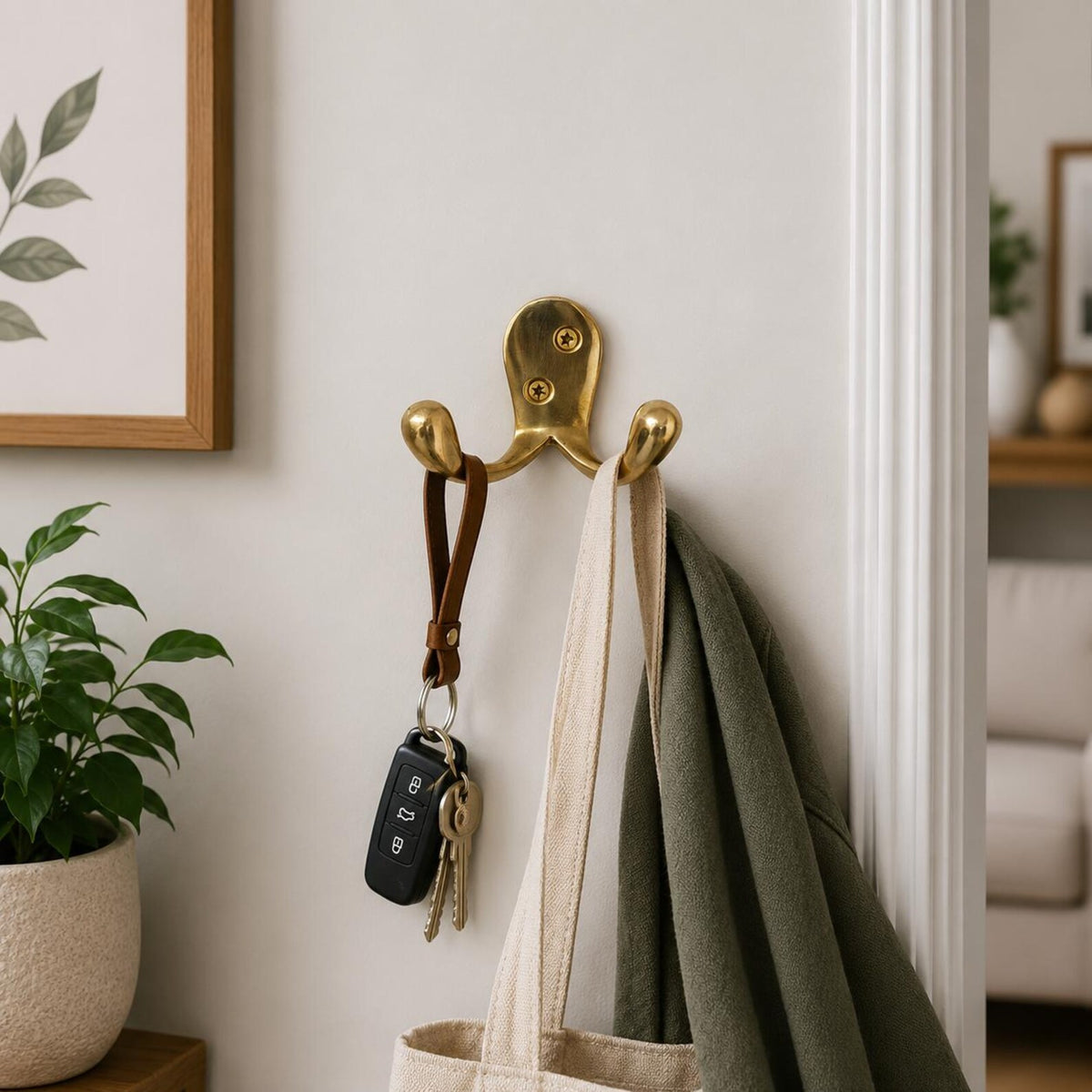 Premium Solid Brass Double Wall Hook