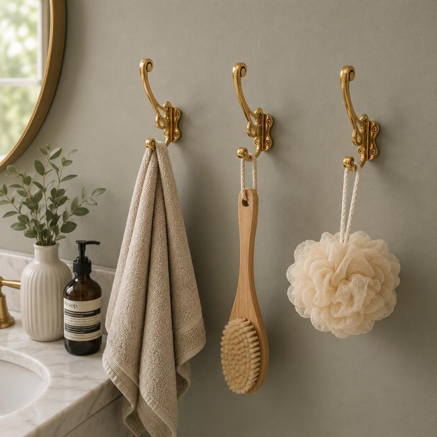 Handcrafted Solid Brass Double Wall Hook