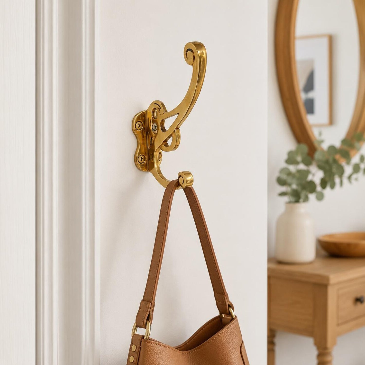 Handcrafted Solid Brass Double Wall Hook