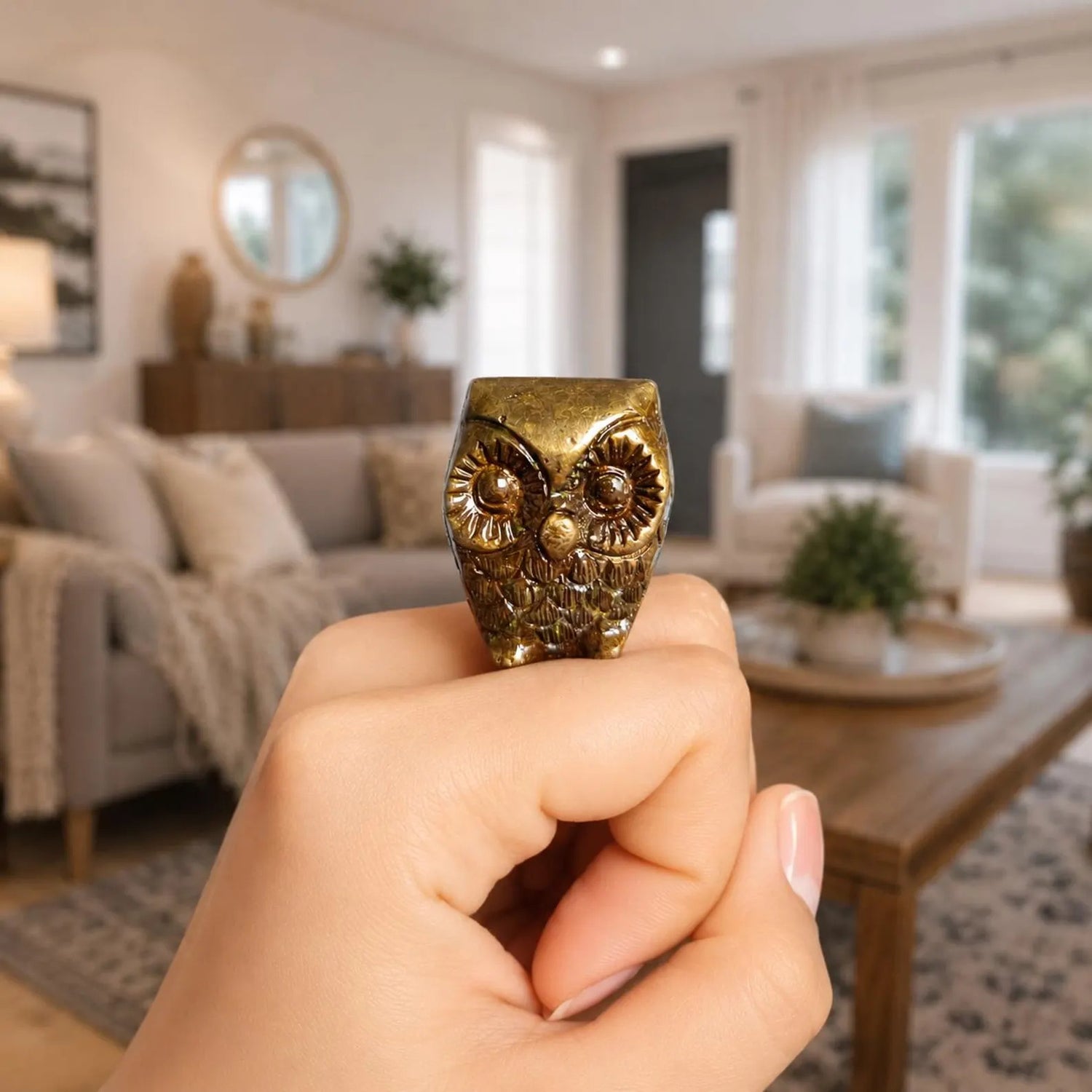 Handcrafted Solid Brass Owl Figurine Statue