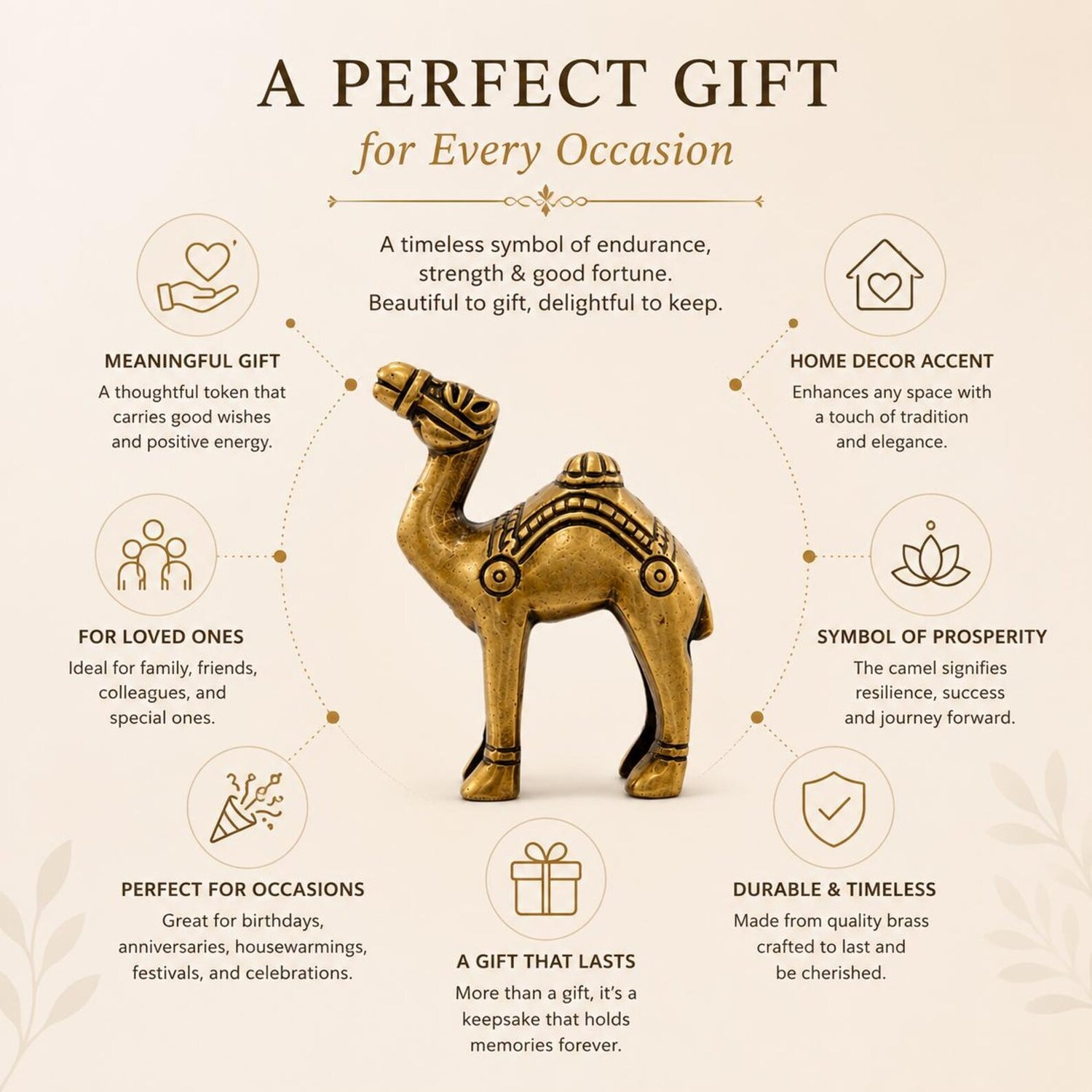 Handcrafted Brass Camel Figurine Statue