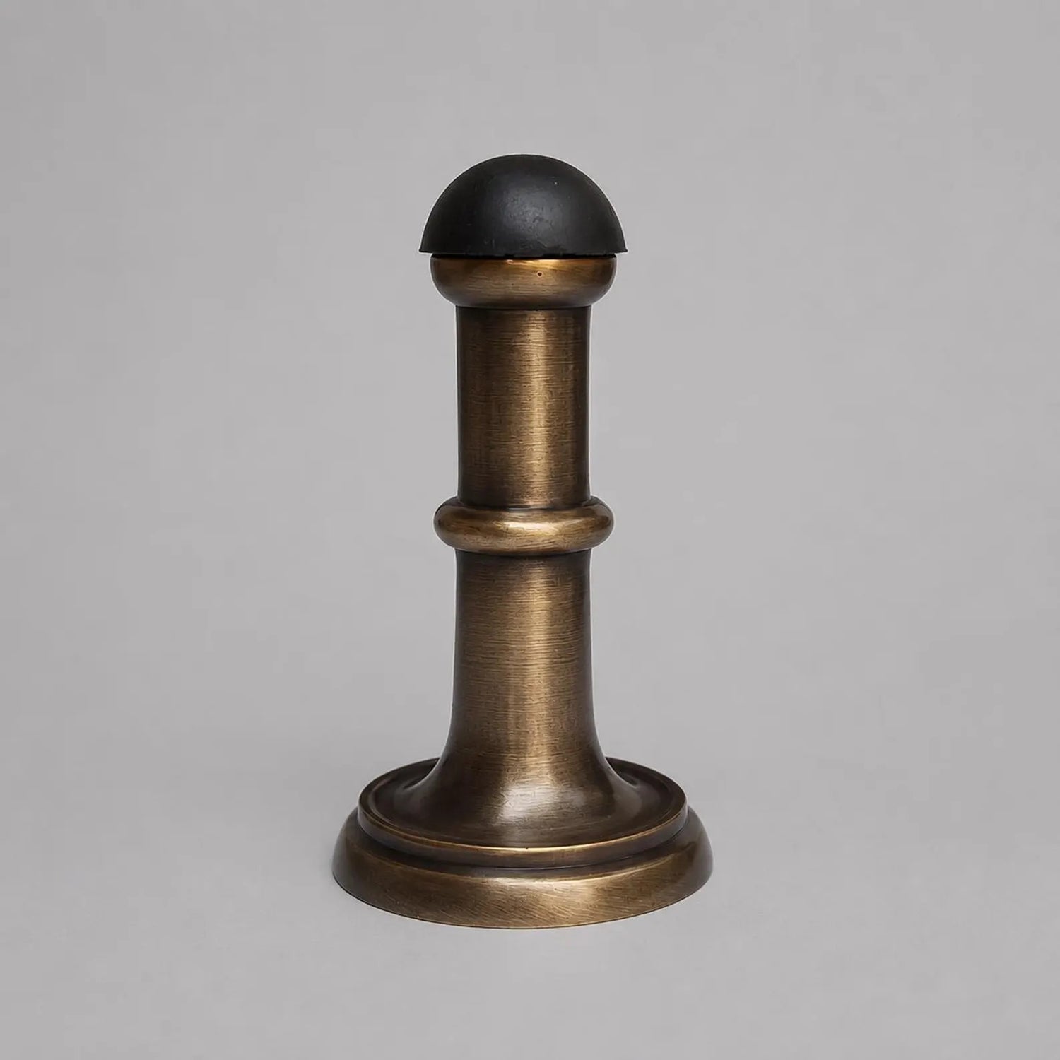 Antique Brass Door Stopper with Black Rubber Tip