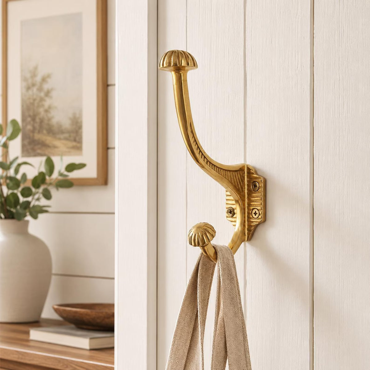 Vintage Solid Brass Double Coat Hook