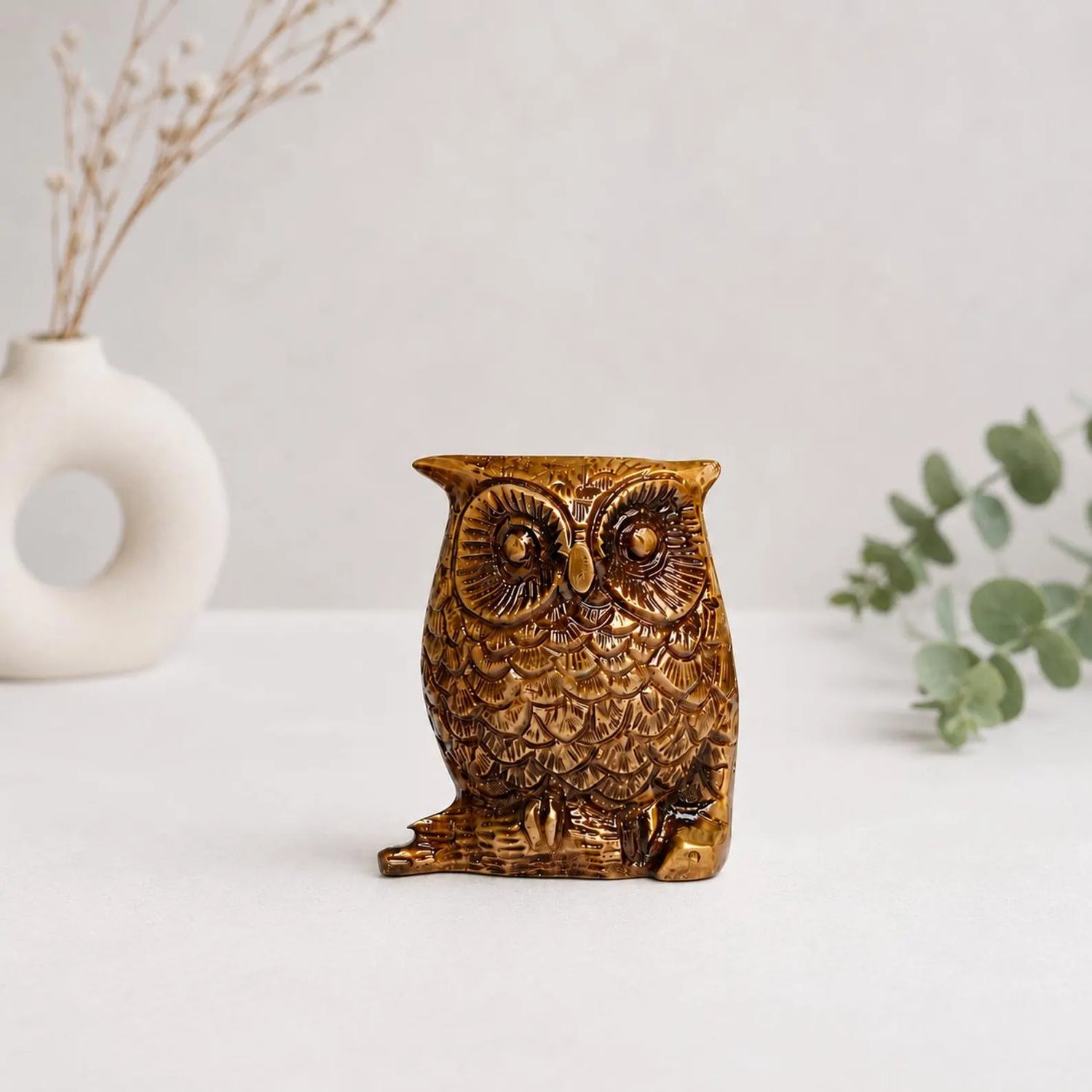 Handcrafted Solid Brass Owl Figurine Statue