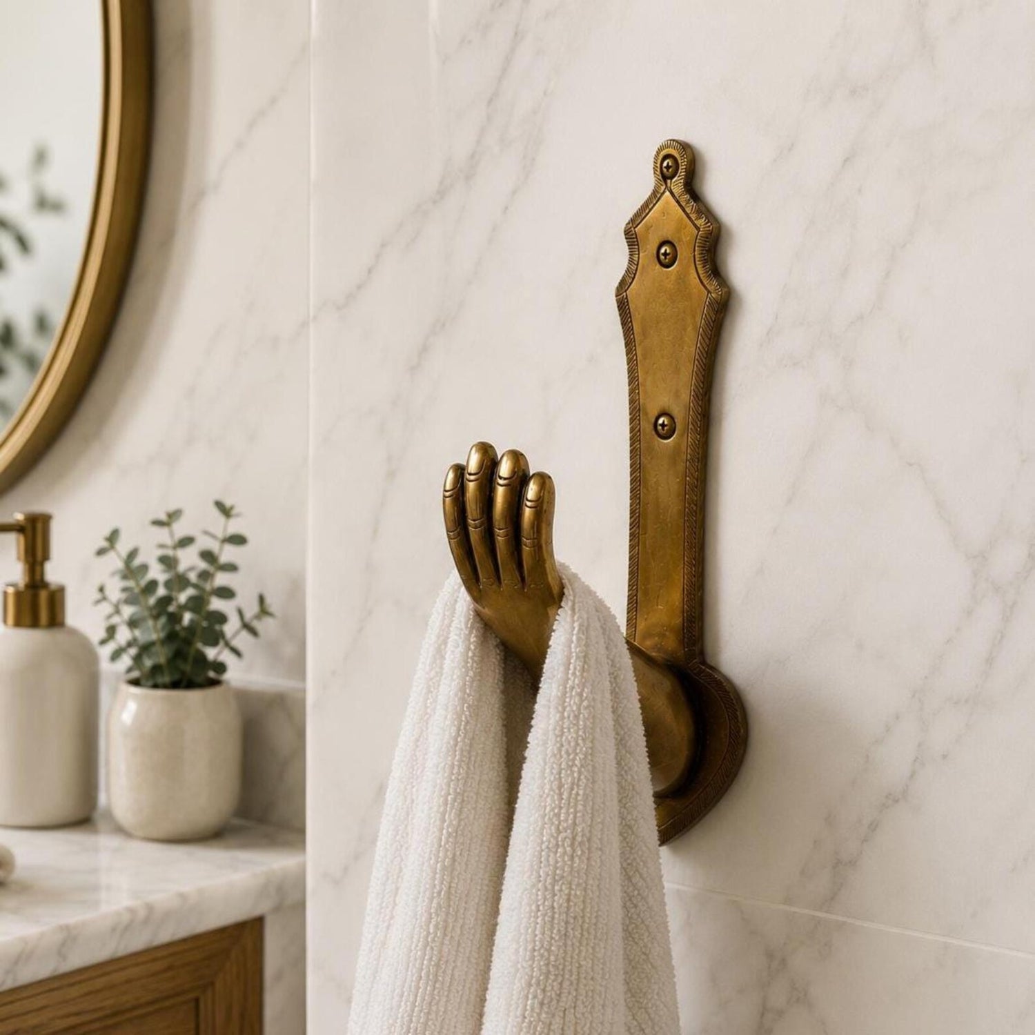 Solid Brass Hand Towel Holder Wall Mounted