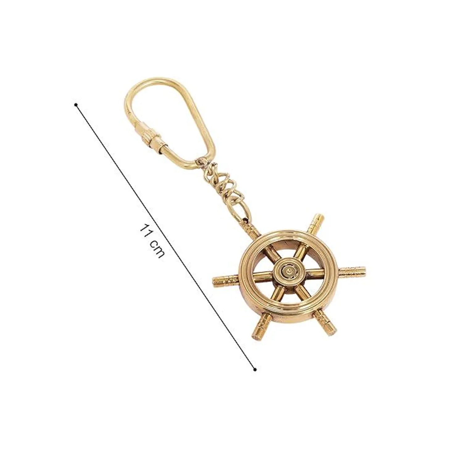 Brass Ship Wheel Keychain.