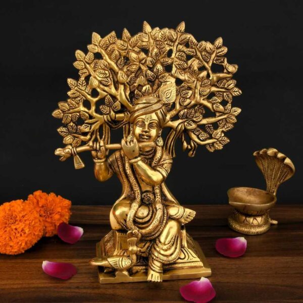 Krishna Under Tree Statue Artifacts - ShreeYaash