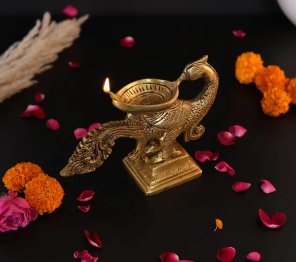 Peacock diya decoration