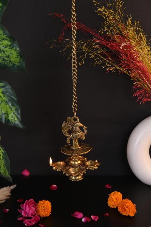 peacock lamp brass