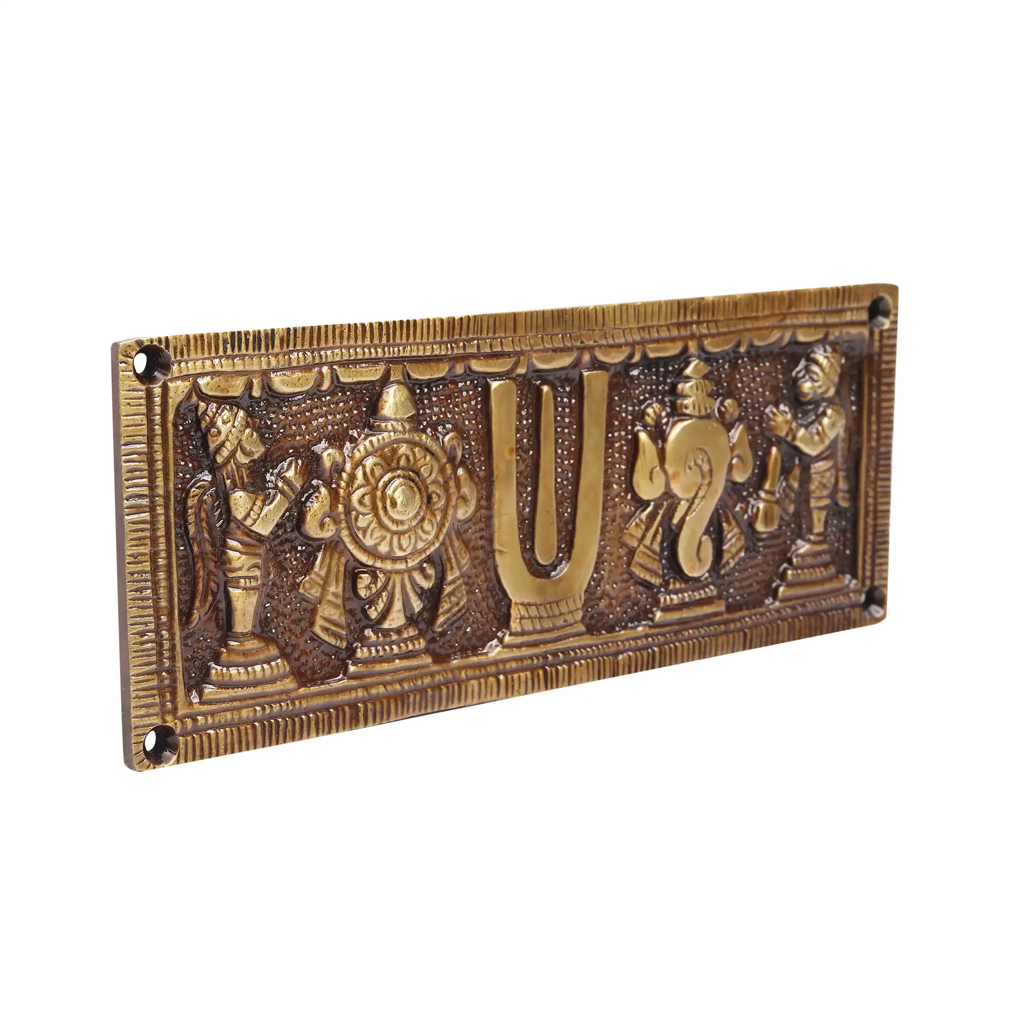 Brass Shankh Chakra Namah with Hanuman and Garuda Wall Hanging